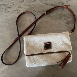 Dooney & Burke White and Brown Crossbody Bag